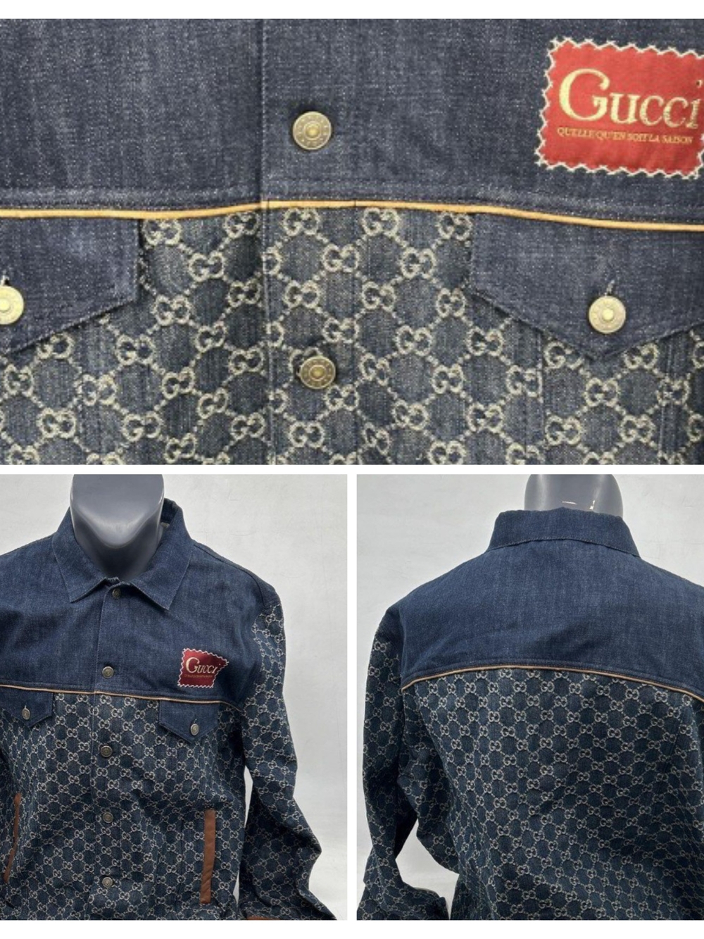 Gucci Men’s Navy Denim Logo Jacket